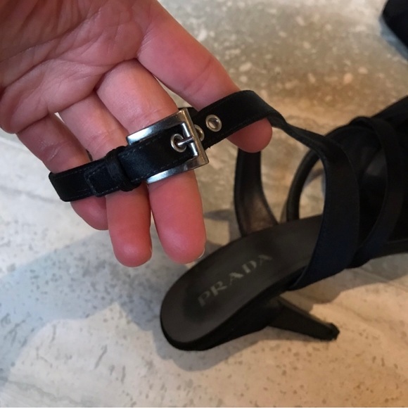 Prada Beautiful Black Satin Heels - Picture 6 of 11